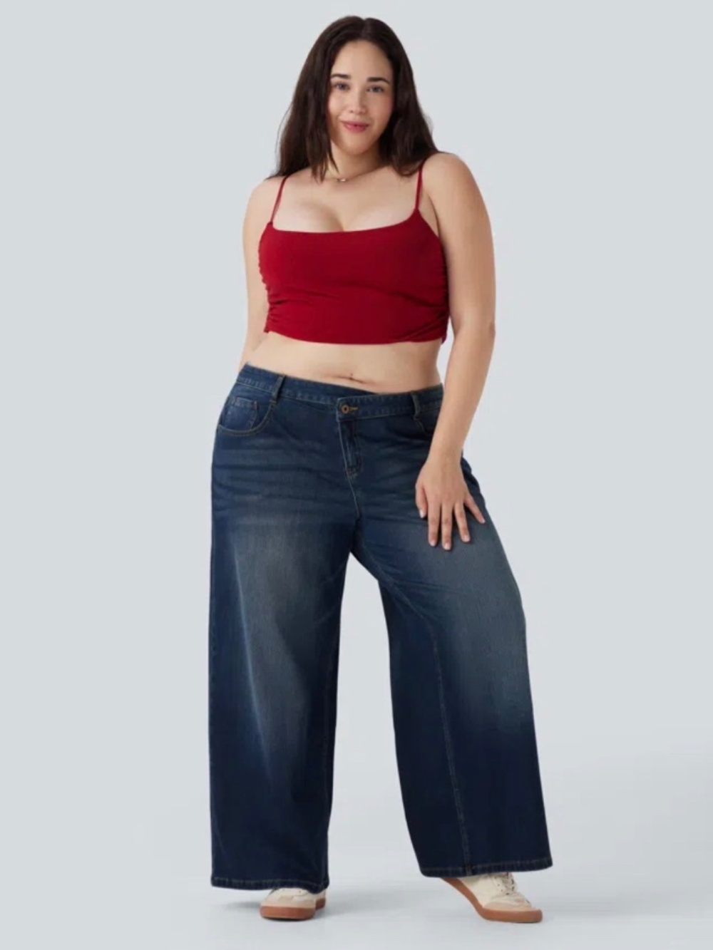 NWT Halara Flex™ Asymmetric Low Rise Zipper Pockets Baggy Wide Leg jeans XL F45